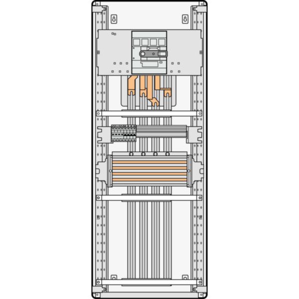 Barres cuivres rigides pour alimentation d'un jeu de barres VX³ 800A en fond d'armoire par un DPX³1600