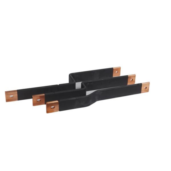 Barres cuivres rigides pour raccordement d'un DPX³1600 horizontal sur un jeu de barres alu 800A VX³ en gaine à câbles