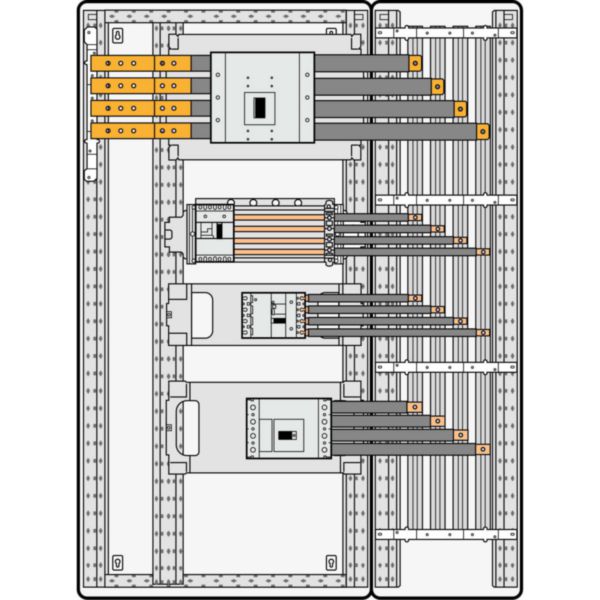 Barres cuivres rigides pour raccordement amont du DPX³1600 horizontal sur jeu de barres alu 800A VX³