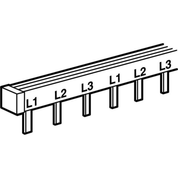 Peigne d'alimentation tripolaire HX³ traditionnel pour bornes à vis - longueur 56 modules maximum 19 appareils