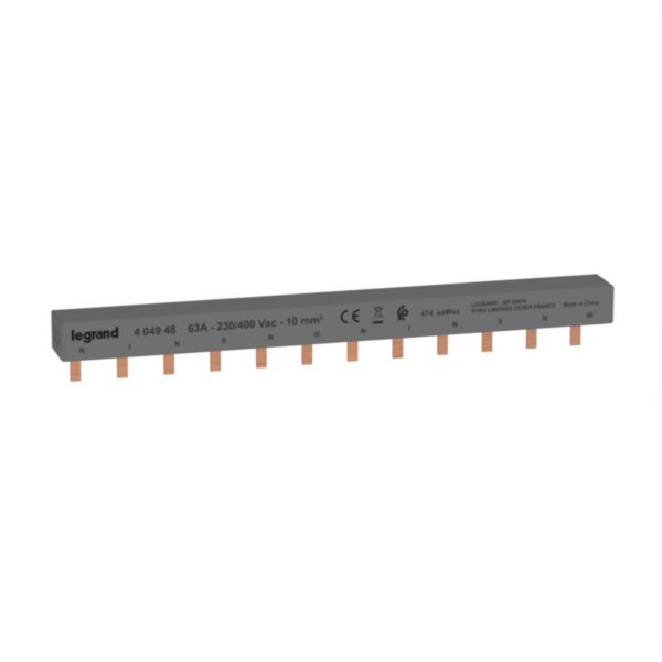 Peigne d'alimentation bipolaire équilibré sur 3 phases HX³ traditionnel pour bornes à vis - longueur 12 modules