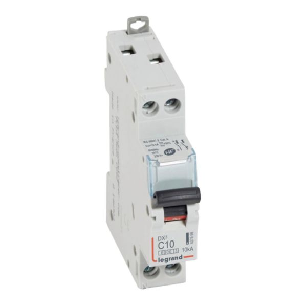 Disjoncteur DX³6000 10kA arrivée haute et départ bas à vis U+N 230V~ - 10A - courbe C - 1 module