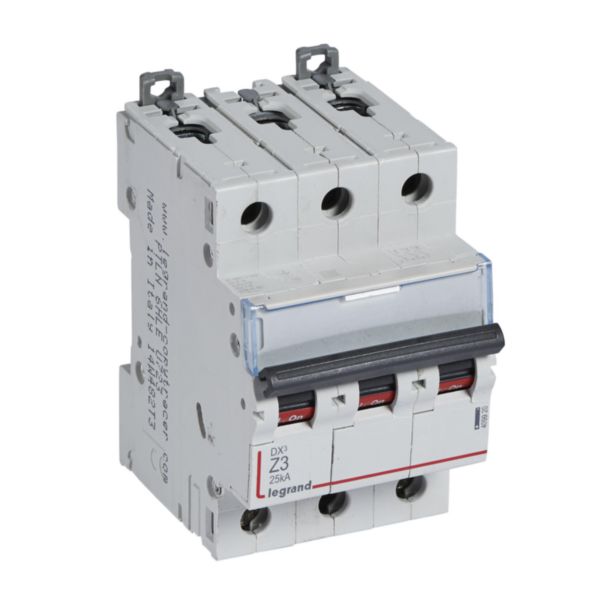 Disjoncteur DX³ 25kA arrivée haute et départ bas à vis 3P 400V~ - 3A - courbe Z - 3 modules