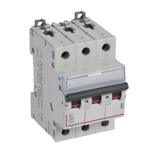 Disjoncteur DX³ 25kA arrivée haute et départ bas à vis 3P 400V~ - 6A - courbe Z - 3 modules