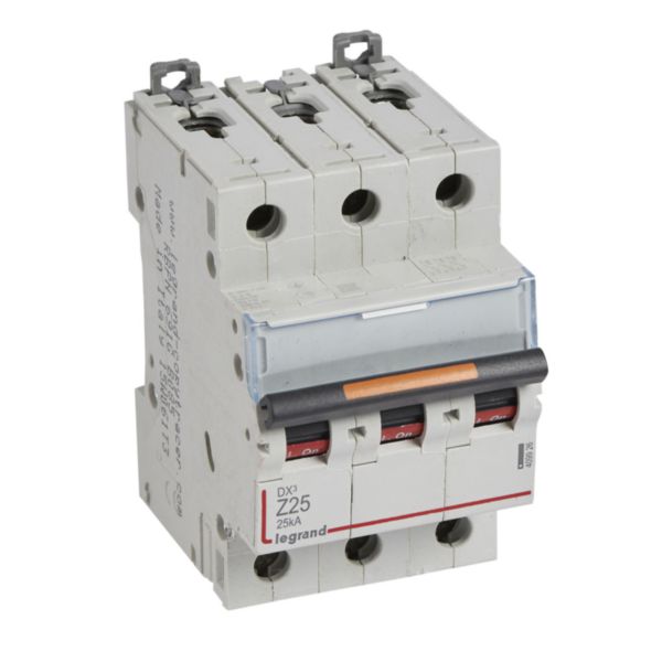 Disjoncteur DX³ 25kA arrivée haute et départ bas à vis 3P 400V~ - 25A - courbe Z - 3 modules