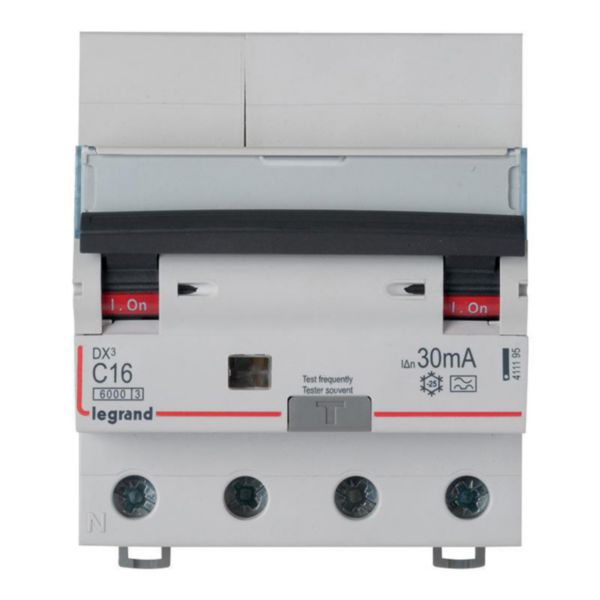 Disjoncteur différentiel monobloc DX³6000 arrivée haute automatique départ bas à vis 4P 400V~ - 32A - typeAC 30mA