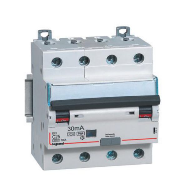 Disjoncteur différentiel monobloc DX³6000 arrivée haute et départ bas à vis 4P 400V~ - 20A - typeA 30mA