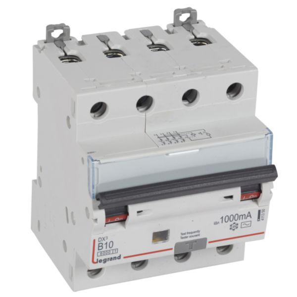 Disjoncteur diff dx³ 6000 -vis- 4P 400v~ -10 A - type ac 1000ma - courbe b - 4m