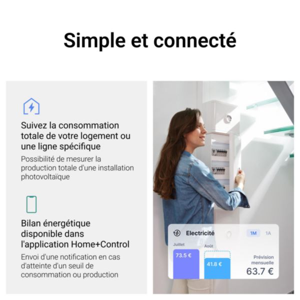 Compteur d'énergie connecté Drivia with Netatmo - livré avec 1 transformateur de courant fermé 80A - 1 module