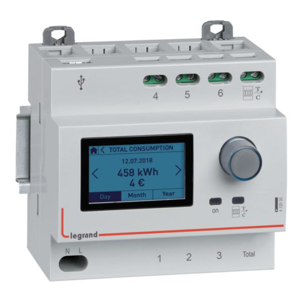 Ecocompteur standard pour mesure consommation sur 5 postes 230V~ - 50/60Hz - 5 modules