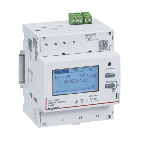 Compteur modulaire triphasé EMDX³ non MID raccordement TI 5A - 4 modules - avec sortie à impulsions