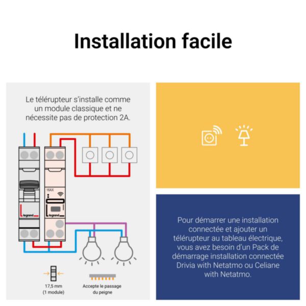 Télérupteur connecté Drivia with Netatmo silencieux 1P 16AX 230V~ - 1 module