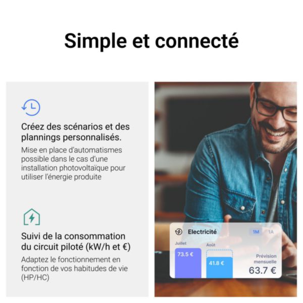 Contacteur connecté Drivia with Netatmo multifonction silencieux 1P 20AX 230V~- 1 module