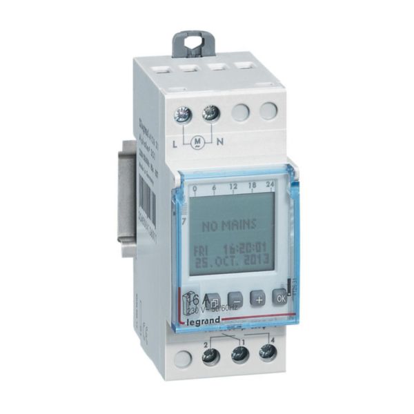 Interrupteur horaire digital modulaire programmable journalière ou hebdomadaire - 1 sortie 16A 250V~ alimentation 230V~