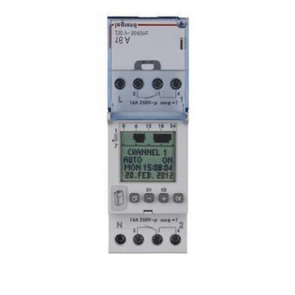 Interrupteur horaire digital modulaire programmable journalière ou hebdomadaire - 2 sorties 16A 250V~ - 230V~