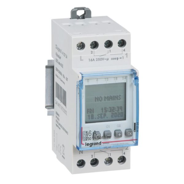 Inter horaire programmable astronomique via bluetooth journalier ou hebdomadaire 230V~ - 2 sorties 16A - 2x28 programmes