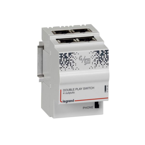 Centrale Double Play modulaire 4 sorties RJ45 - 2,5 modules