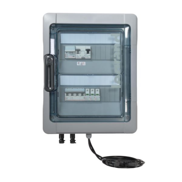 Coffret PV³ photovoltaïque IP65 prééquipé et précâblé 3kWc DC + AC pour 1 ou 2 chaînes - 2 rangées de 12 modules