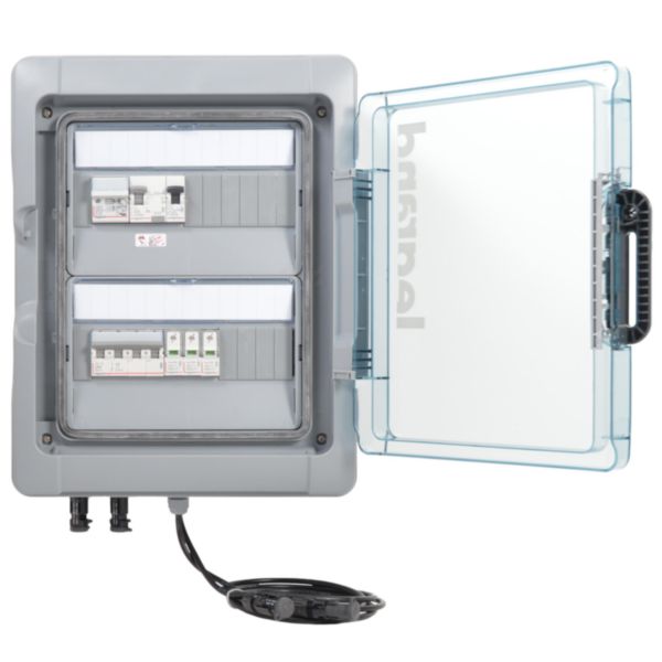 Coffret PV³ photovoltaïque IP65 prééquipé et précâblé 6kWc DC + AC pour 1 ou 2 chaînes - 2 rangées de 12 modules