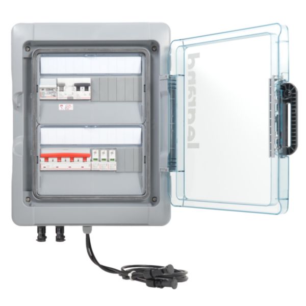 Coffret PV³ photovoltaïque IP65 prééquipé et précâblé 9kWc DC + AC pour 1 ou 2 chaînes - 2 rangées de 12 modules