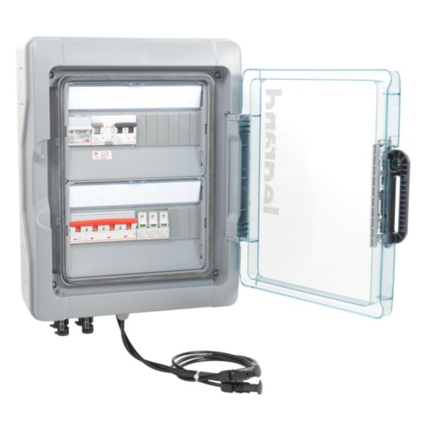 Coffret PV³ photovoltaïque IP65 prééquipé et précâblé 9kWc DC + AC pour 1 ou 2 chaînes - 2 rangées de 12 modules