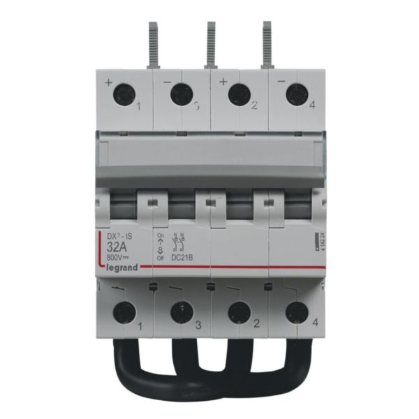 Interrupteur-sectionneur modulaire à manette courant continu 800V= pour application photovoltaïque - 32A - 4 modules