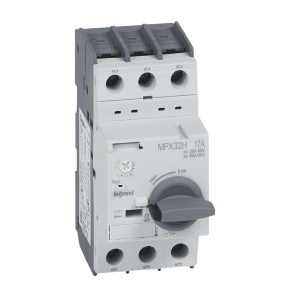 Disjoncteur moteur magnétothermique MPX³32H - réglage thermique 11A à 17A - pouvoir de coupure 50kA en 415V