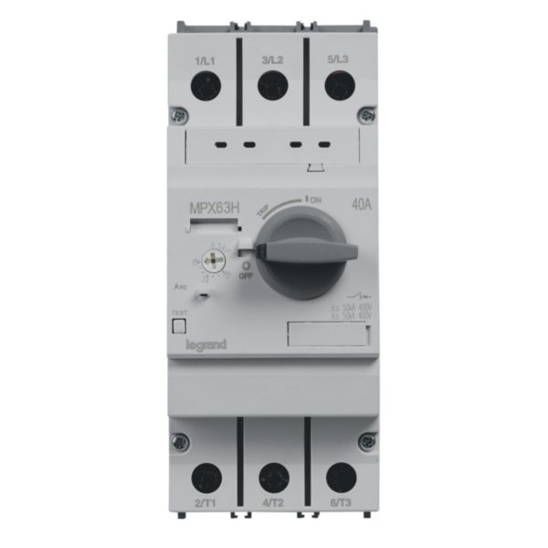 Disjoncteur moteur magnétothermique MPX³63H - réglage thermique 28A à 40A - pouvoir de coupure 50kA en 415V