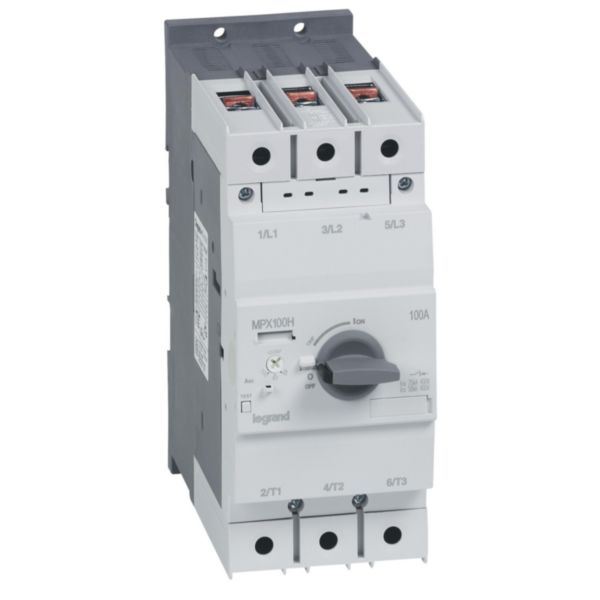 Disjoncteur moteur magnétothermique MPX³100H - réglage thermique 80A à 100A - pouvoir de coupure 75kA en 415V - Page 141