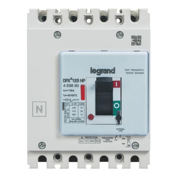 Disjoncteur DPX³125HP magnétothermique avec différentiel 36kA 4P 16A