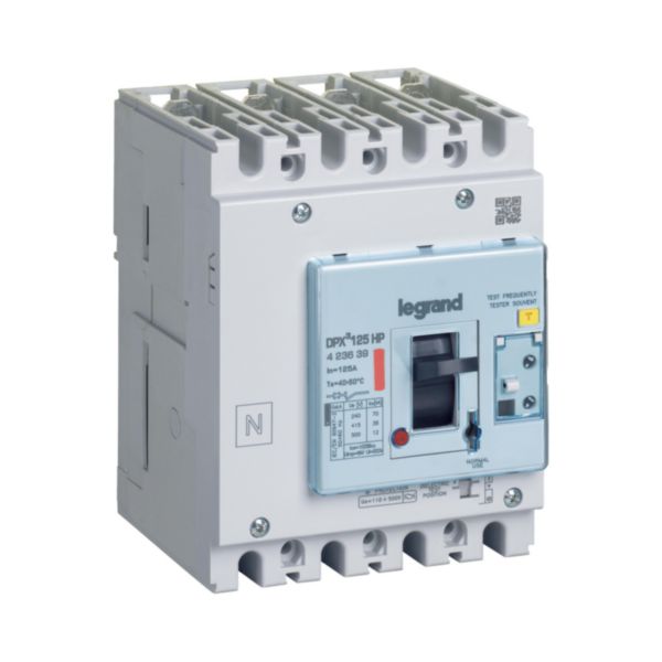 Disjoncteur DPX³125HP magnétothermique avec différentiel 36kA 4P 125A