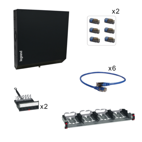 Pack coffret vertical tertiaire de proximité Linkeo 19pouces pour installation à partir de 6 liens RJ45