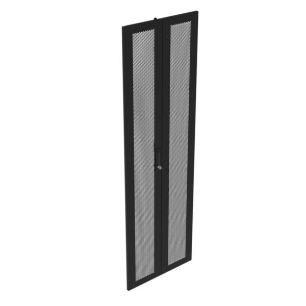 Porte avant ou arrière double microperforée pour baie Linkeo 19pouces 42U largeur 600mm - verrouillage et charnières