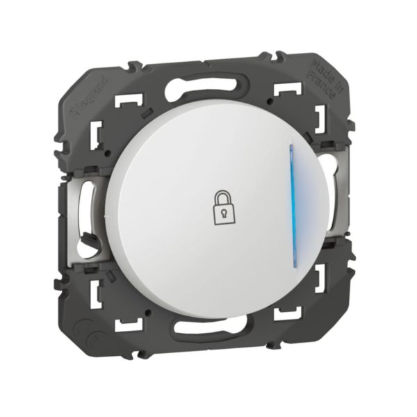 Poussoir lumineux avec marquage cadenas à équiper d'un voyant dooxie finition blanc