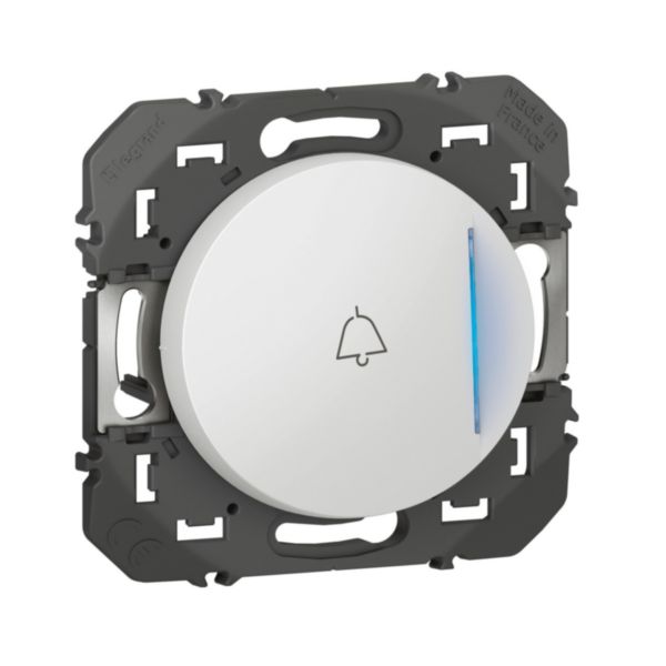 Poussoir lumineux avec marquage sonnette à équiper d'un voyant dooxie finition blanc