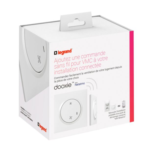 Interrupteur sans fils pour VMC pour installation connectée dooxie with Netatmo avec plaque blanche