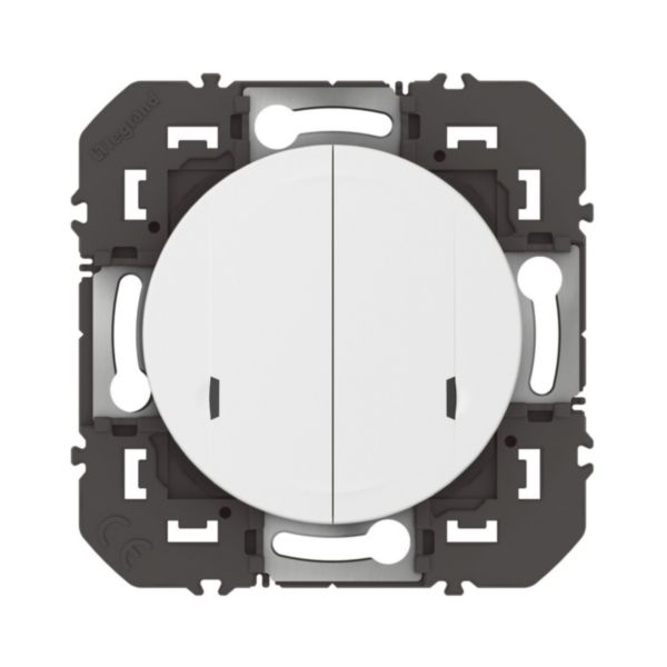 Interrupteur double connecté avec neutre dooxie with Netatmo 2x250W toutes lampes - blanc sans plaque