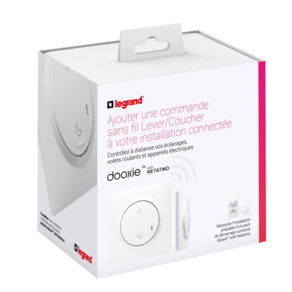 Commande Lever/Coucher pour installation connectée dooxie with Netatmo avec plaque blanche