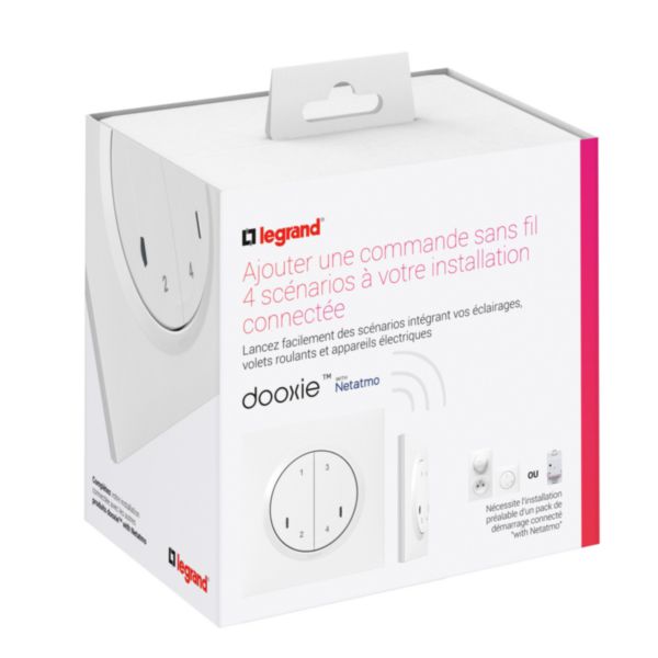 Commande sans fils 4 scénarios pour installation connectée dooxie with Netatmo finition blanc