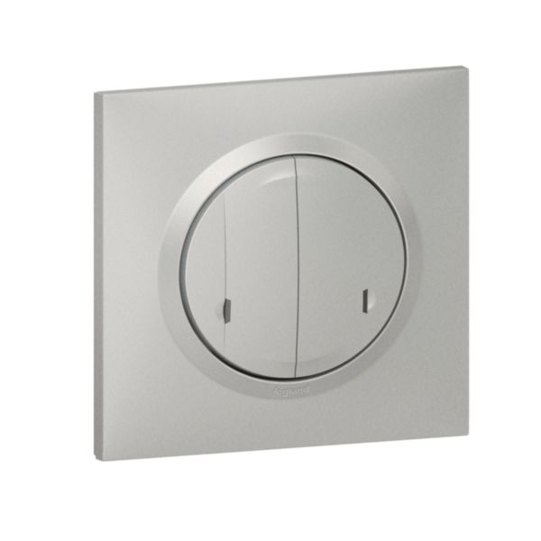 Interrupteur double sans fils pour installation connectée dooxie with Netatmo avec plaque effet aluminium