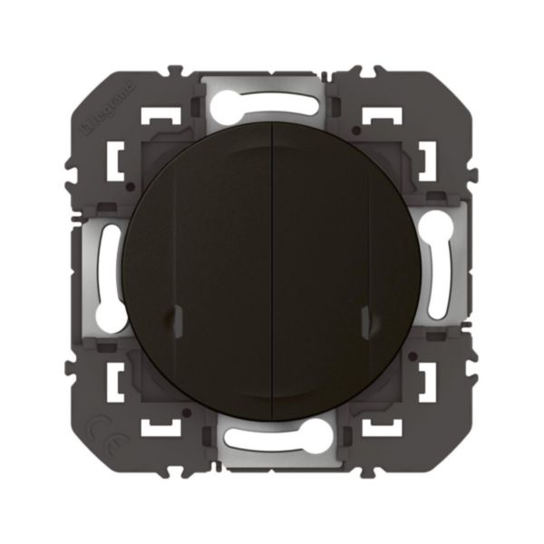 Interrupteur double connecté avec neutre dooxie with Netatmo 2x250W toutes lampes - noir sans plaque