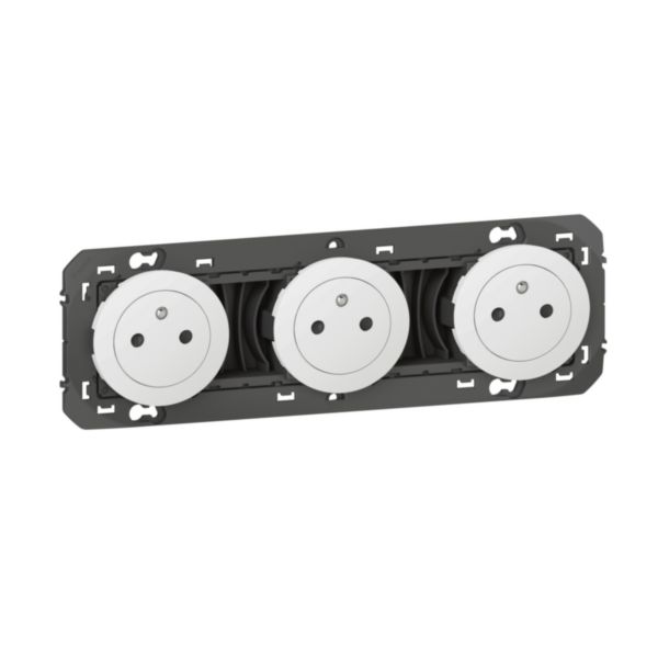 Triple prise de courant 2P+T Surface dooxie 16A précâblées finition blanc