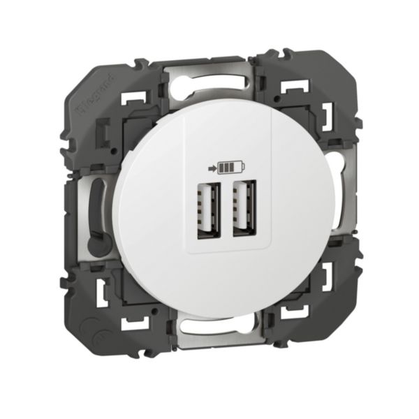 Double prise USB Type-A dooxie 3A15W finition blanc
