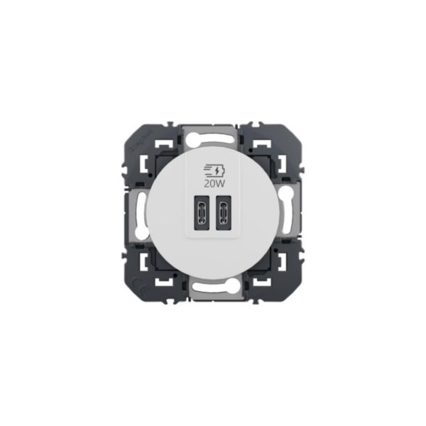 Prise USB Type-C+Type-C 20W Power Delivery dooxie - Blanc 