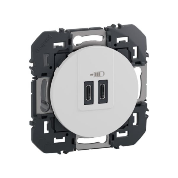 Prise USB Type-C+Type-C 20W Power Delivery dooxie - Blanc 
