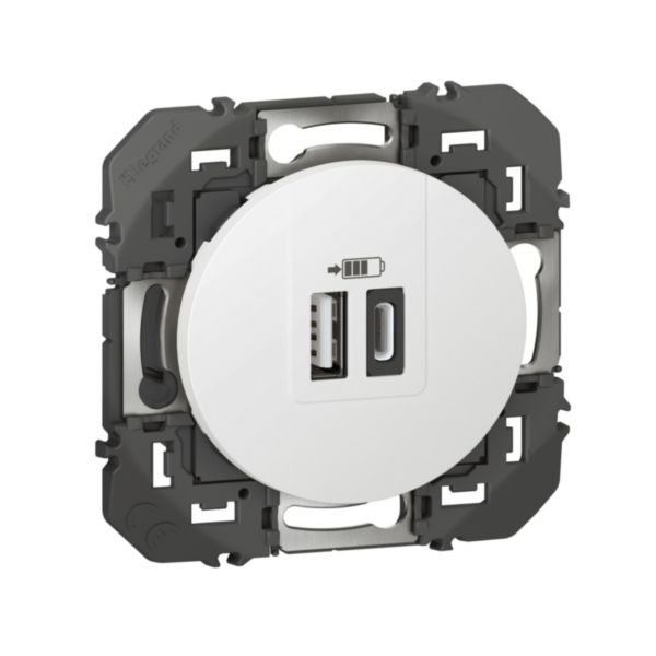 Double prise USB 1 Type-A + 1 Type-C dooxie 3A finition blanc