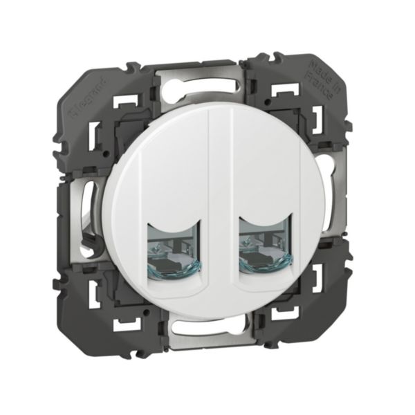 Double prise RJ45 catégorie 6A - dooxie - Blanc