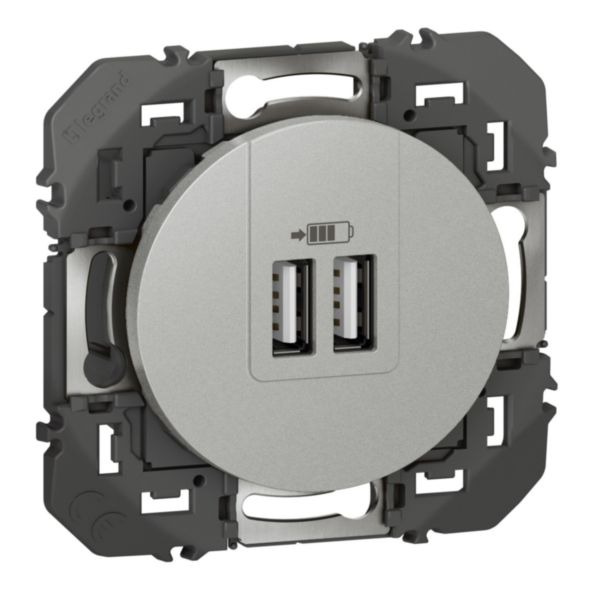 Double prise USB Type-A dooxie 3A finition alu