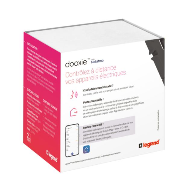 Prise de courant connectée dooxie with Netatmo 16A 3680W avec mesure et suivi consommation - alu sans plaque