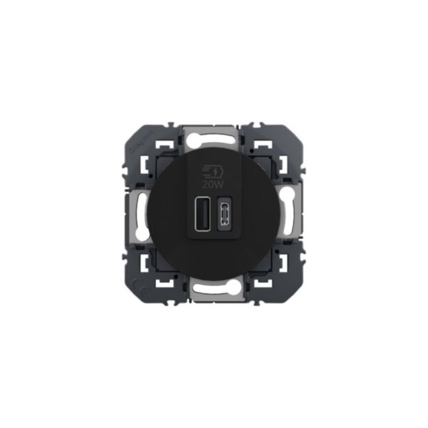 Prise USB Type-A+Type-C 20W Power Delivery dooxie - Noir